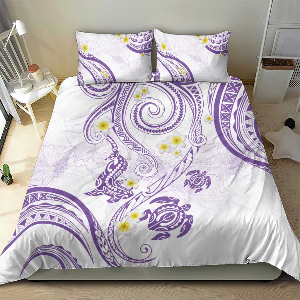 Polynesia Tribal Bedding Set Lilac Plumeria Tentacles