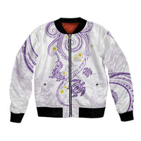 Polynesia Tribal Bomber Jacket Lilac Plumeria Tentacles