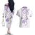 Polynesia Tribal Couples Matching Off The Shoulder Long Sleeve Dress and Hawaiian Shirt Lilac Plumeria Tentacles