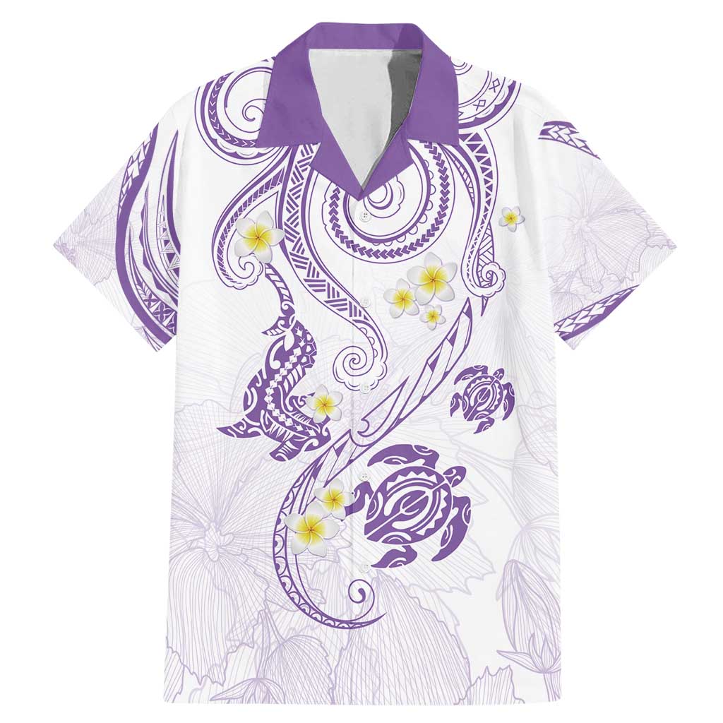 Polynesia Tribal Family Matching Mermaid Dress and Hawaiian Shirt Lilac Plumeria Tentacles