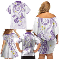 Polynesia Tribal Family Matching Off Shoulder Short Dress and Hawaiian Shirt Lilac Plumeria Tentacles LT7 - Polynesian Pride