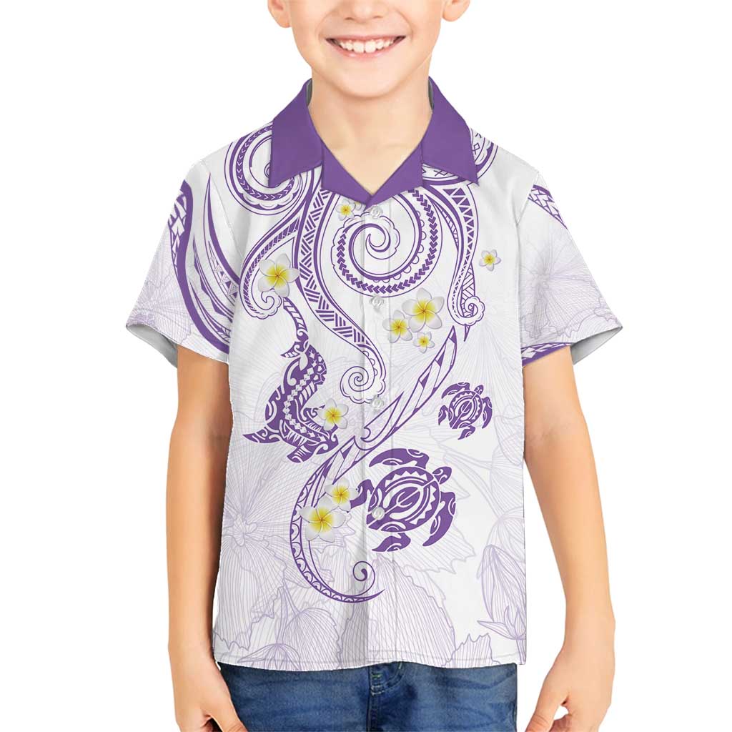 Polynesia Tribal Family Matching Off Shoulder Short Dress and Hawaiian Shirt Lilac Plumeria Tentacles LT7 Son's Shirt Lilac - Polynesian Pride