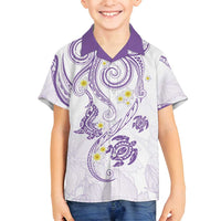 Polynesia Tribal Family Matching Puletasi and Hawaiian Shirt Lilac Plumeria Tentacles LT7 Son's Shirt Lilac - Polynesian Pride