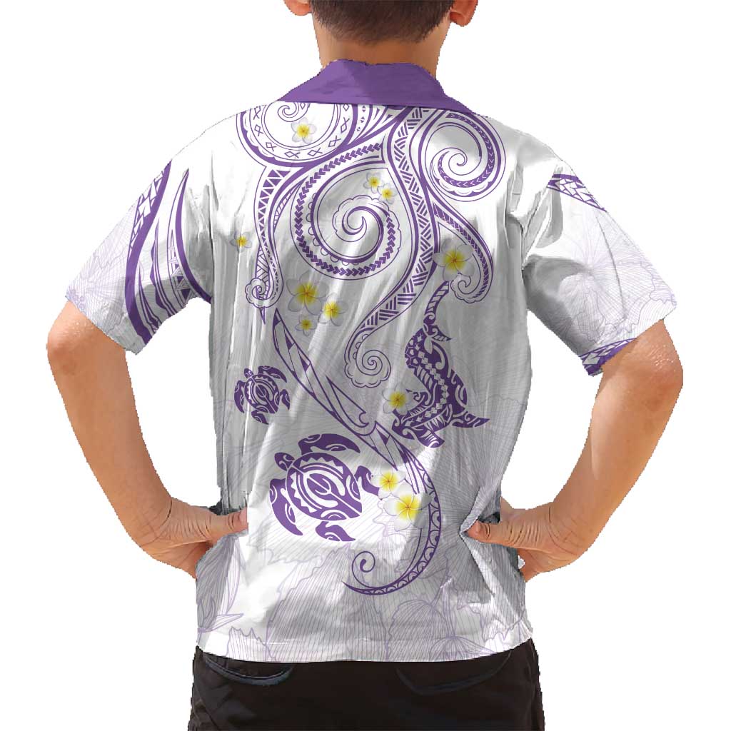 Polynesia Tribal Family Matching Summer Maxi Dress and Hawaiian Shirt Lilac Plumeria Tentacles LT7 - Polynesian Pride