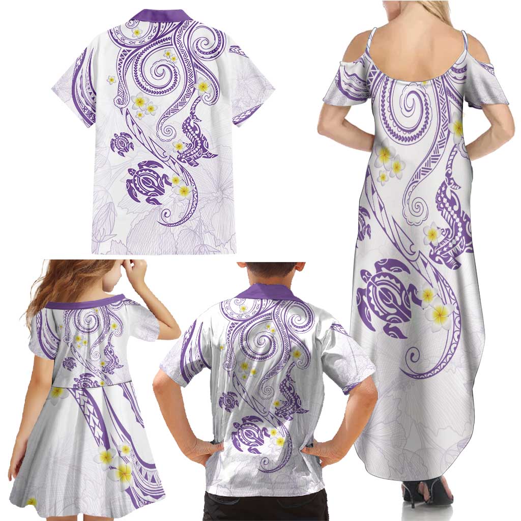 Polynesia Tribal Family Matching Summer Maxi Dress and Hawaiian Shirt Lilac Plumeria Tentacles LT7 - Polynesian Pride