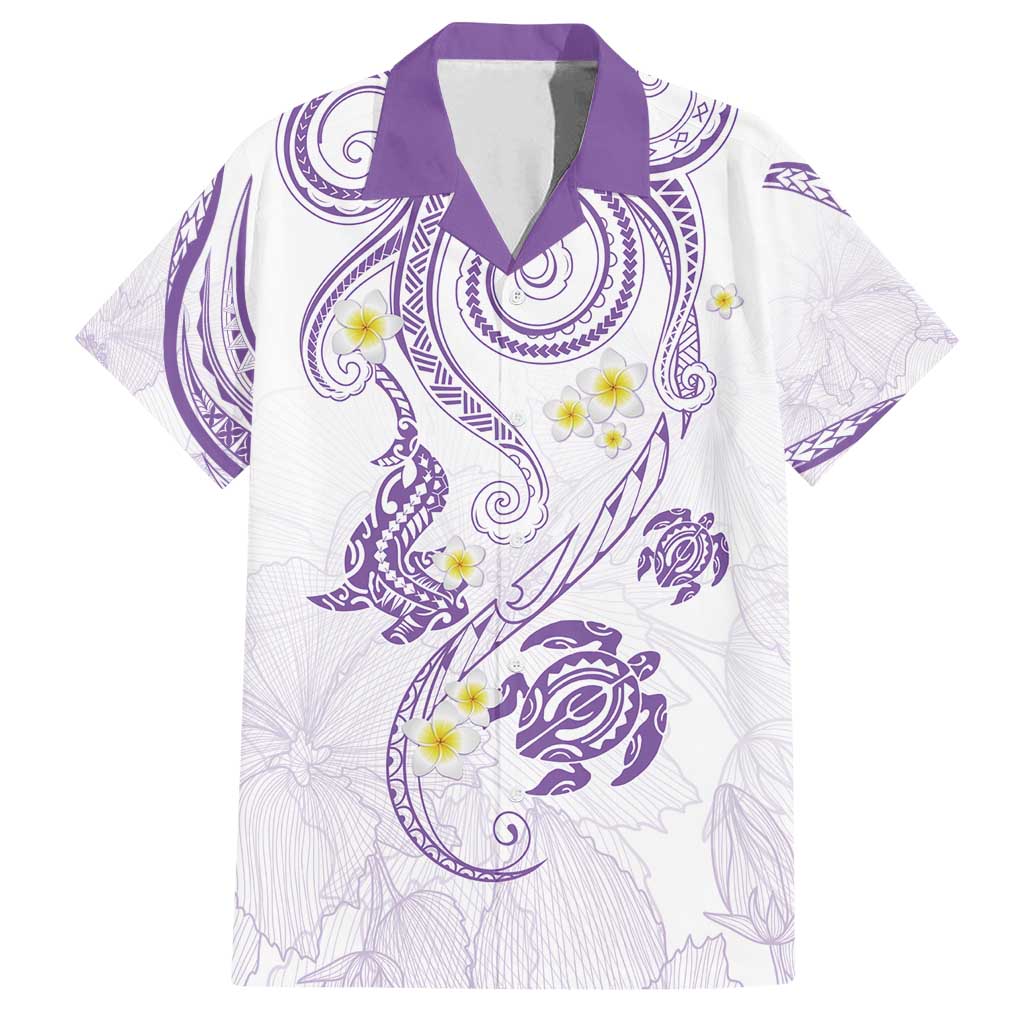 Polynesia Tribal Family Matching Summer Maxi Dress and Hawaiian Shirt Lilac Plumeria Tentacles LT7 Dad's Shirt - Short Sleeve Lilac - Polynesian Pride