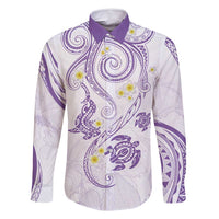 Polynesia Tribal Family Matching Summer Maxi Dress and Hawaiian Shirt Lilac Plumeria Tentacles LT7 Dad's Shirt - Long Sleeve Lilac - Polynesian Pride