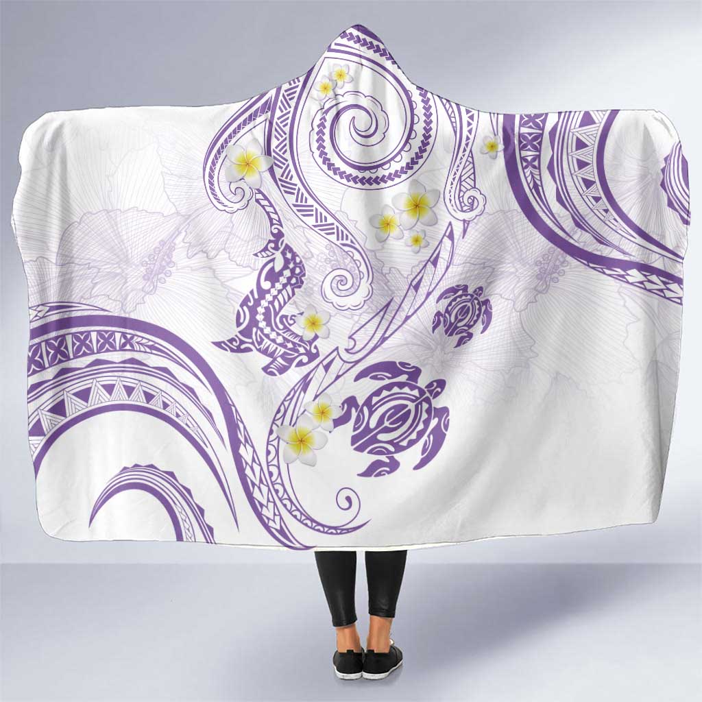 Polynesia Tribal Hooded Blanket Lilac Plumeria Tentacles
