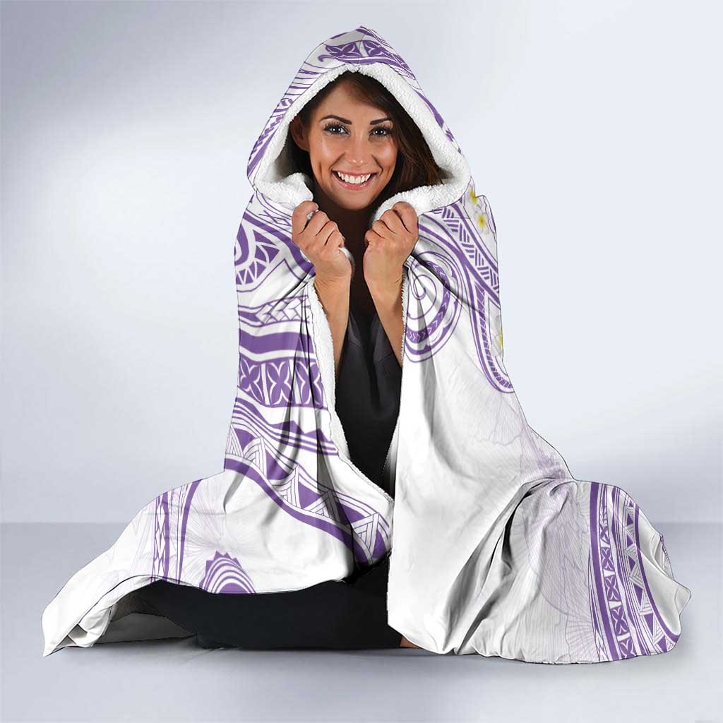 Polynesia Tribal Hooded Blanket Lilac Plumeria Tentacles