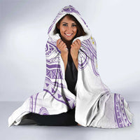 Polynesia Tribal Hooded Blanket Lilac Plumeria Tentacles
