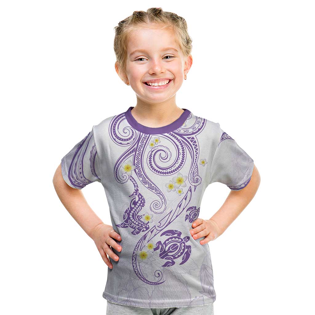 Polynesia Tribal Kid T Shirt Lilac Plumeria Tentacles LT7 Lilac - Polynesian Pride