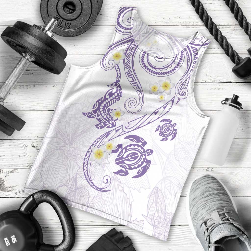 Polynesia Tribal Men Tank Top Lilac Plumeria Tentacles