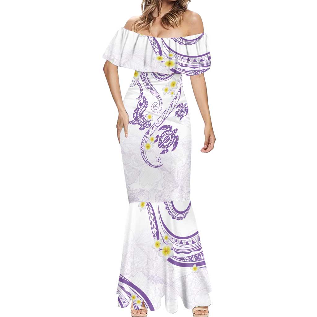 Polynesia Tribal Mermaid Dress Lilac Plumeria Tentacles