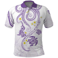Polynesia Tribal Polo Shirt Lilac Plumeria Tentacles