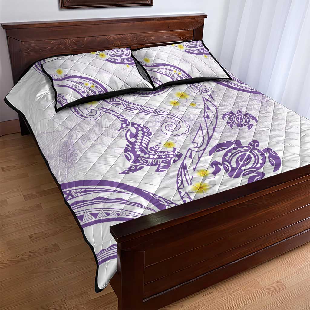 Polynesia Tribal Quilt Bed Set Lilac Plumeria Tentacles