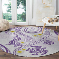 Polynesia Tribal Round Carpet Lilac Plumeria Tentacles