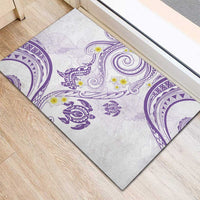 Polynesia Tribal Rubber Doormat Lilac Plumeria Tentacles