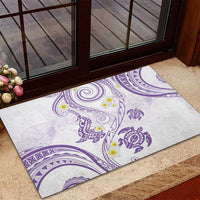 Polynesia Tribal Rubber Doormat Lilac Plumeria Tentacles