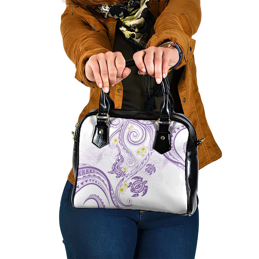 Polynesia Tribal Shoulder Handbag Lilac Plumeria Tentacles