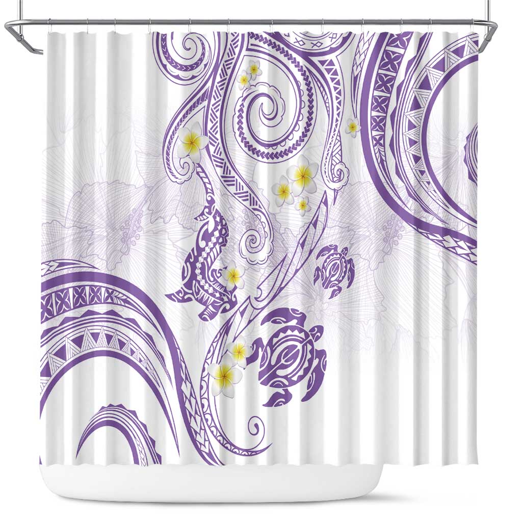 Polynesia Tribal Shower Curtain Lilac Plumeria Tentacles