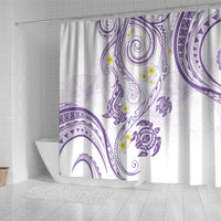 Polynesia Tribal Shower Curtain Lilac Plumeria Tentacles