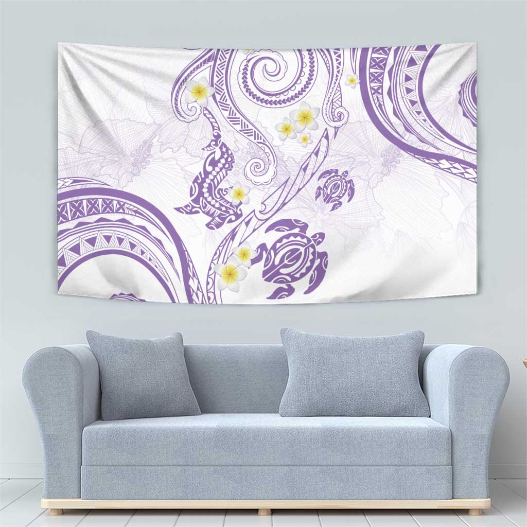 Polynesia Tribal Tapestry Lilac Plumeria Tentacles