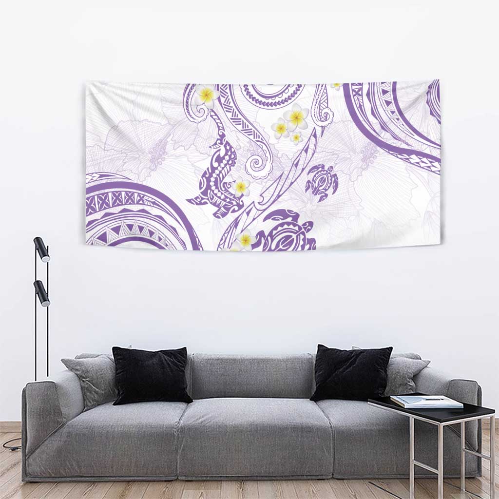 Polynesia Tribal Tapestry Lilac Plumeria Tentacles