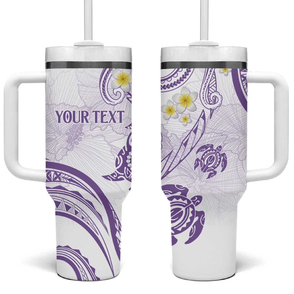 Polynesia Tribal Tumbler With Handle Lilac Plumeria Tentacles