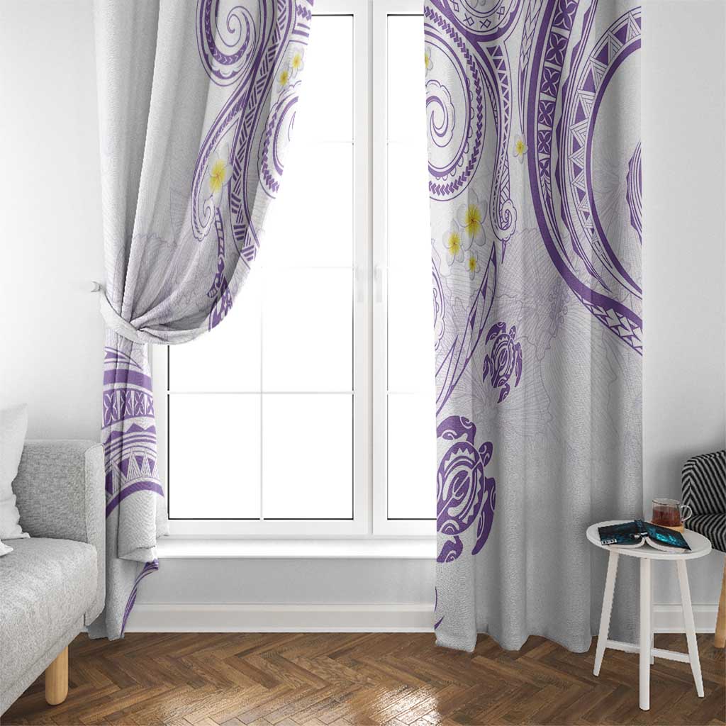 Polynesia Tribal Window Curtain Lilac Plumeria Tentacles