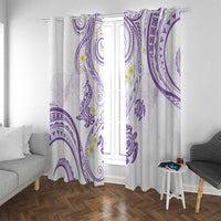 Polynesia Tribal Window Curtain Lilac Plumeria Tentacles
