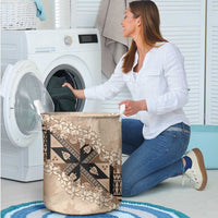 Bula Fiji Plumeria Tagimoucia Salusalu Beige Laundry Basket Kaiviti Masi LT7 - Polynesian Pride