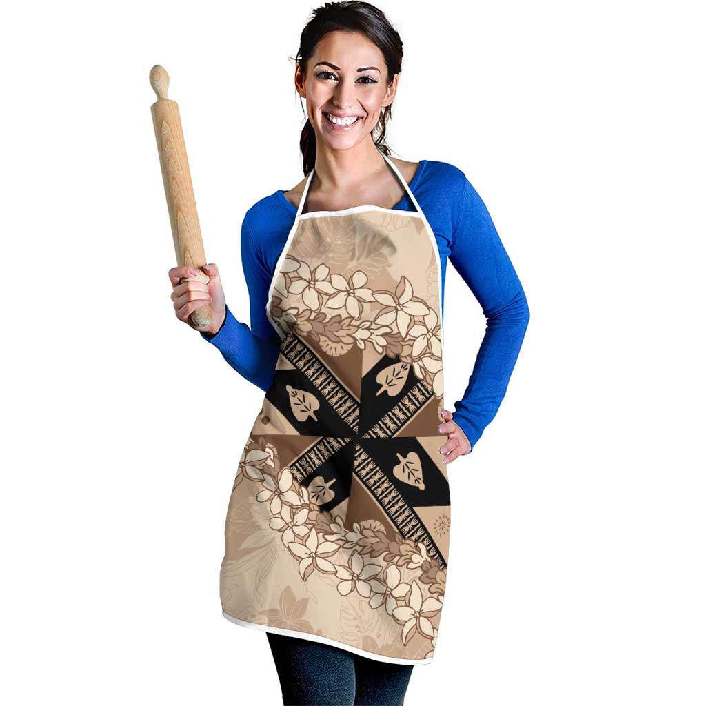 Bula Fiji Plumeria Tagimoucia Salusalu Beige Apron Kaiviti Masi LT7 - Polynesian Pride