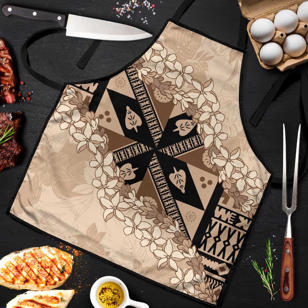 Bula Fiji Plumeria Tagimoucia Salusalu Beige Apron Kaiviti Masi LT7 Beige - Polynesian Pride
