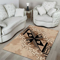 Bula Fiji Plumeria Tagimoucia Salusalu Beige Area Rug Kaiviti Masi LT7 - Polynesian Pride