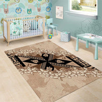 Bula Fiji Plumeria Tagimoucia Salusalu Beige Area Rug Kaiviti Masi LT7 - Polynesian Pride