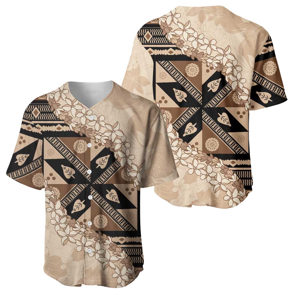 Bula Fiji Plumeria Tagimoucia Salusalu Beige Baseball Jersey Kaiviti Masi LT7 - Polynesian Pride