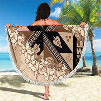 Bula Fiji Plumeria Tagimoucia Salusalu Beige Beach Blanket Kaiviti Masi LT7 - Polynesian Pride