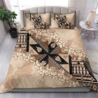 Bula Fiji Plumeria Tagimoucia Salusalu Beige Bedding Set Kaiviti Masi LT7 - Polynesian Pride