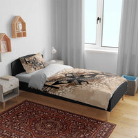 Bula Fiji Plumeria Tagimoucia Salusalu Beige Bedding Set Kaiviti Masi LT7 - Polynesian Pride