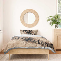 Bula Fiji Plumeria Tagimoucia Salusalu Beige Bedding Set Kaiviti Masi LT7 - Polynesian Pride