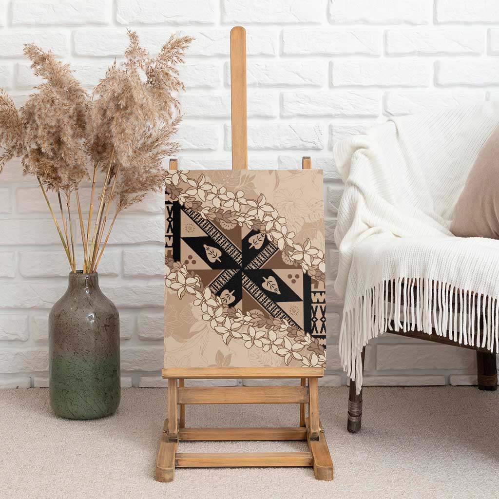 Bula Fiji Plumeria Tagimoucia Salusalu Beige Canvas Wall Art Kaiviti Masi LT7 - Polynesian Pride