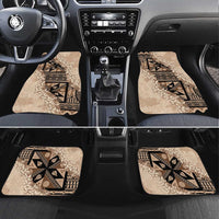 Bula Fiji Plumeria Tagimoucia Salusalu Beige Car Mats Kaiviti Masi LT7 Set 4pcs Beige - Polynesian Pride