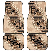 Bula Fiji Plumeria Tagimoucia Salusalu Beige Car Mats Kaiviti Masi LT7 - Polynesian Pride