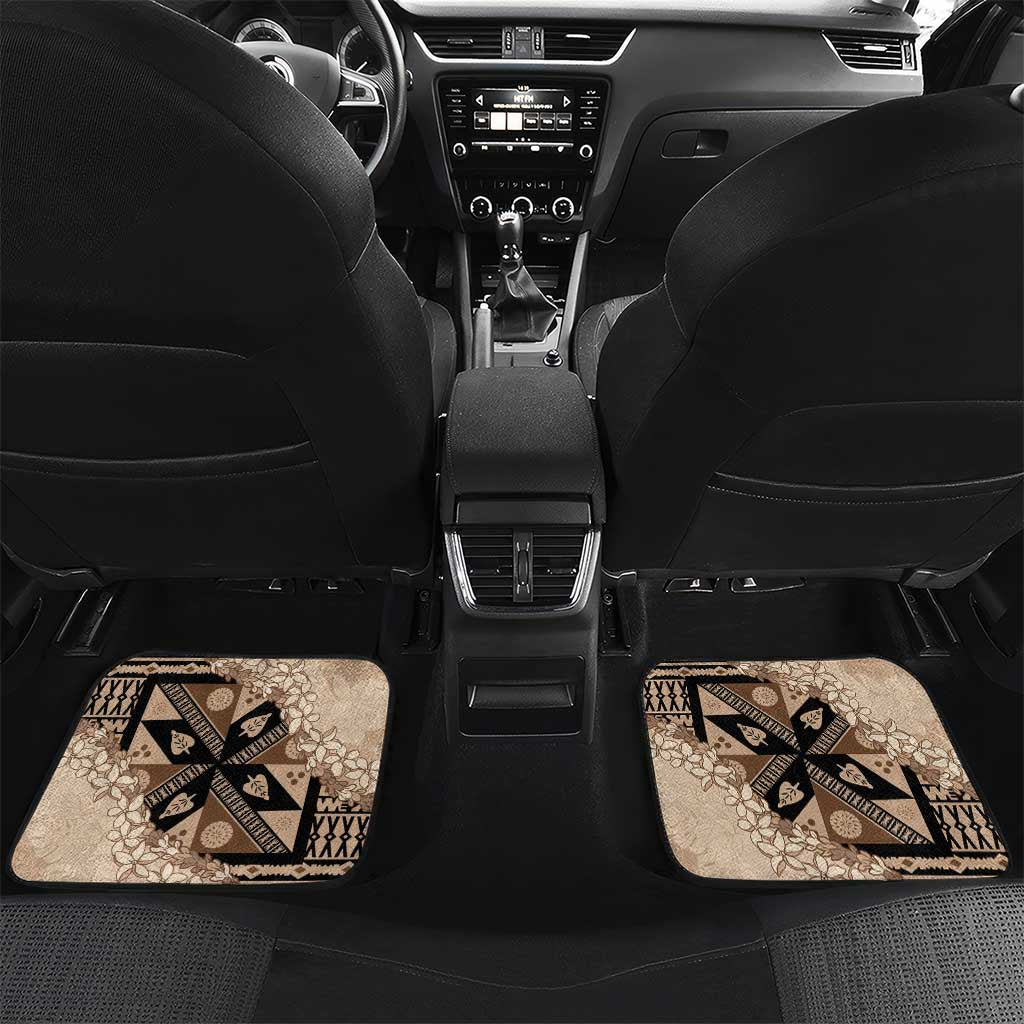Bula Fiji Plumeria Tagimoucia Salusalu Beige Car Mats Kaiviti Masi LT7 Set 2pcs - Back Beige - Polynesian Pride