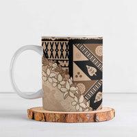 Bula Fiji Plumeria Tagimoucia Salusalu Beige Ceramic Mug Kaiviti Masi LT7 Beige - Polynesian Pride