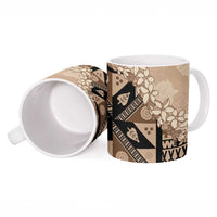 Bula Fiji Plumeria Tagimoucia Salusalu Beige Ceramic Mug Kaiviti Masi LT7 - Polynesian Pride