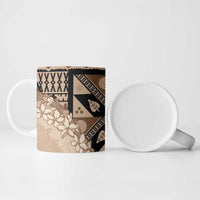Bula Fiji Plumeria Tagimoucia Salusalu Beige Ceramic Mug Kaiviti Masi LT7 - Polynesian Pride