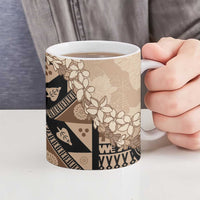 Bula Fiji Plumeria Tagimoucia Salusalu Beige Ceramic Mug Kaiviti Masi LT7 - Polynesian Pride