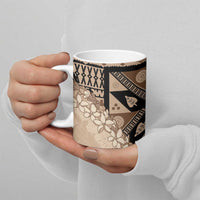 Bula Fiji Plumeria Tagimoucia Salusalu Beige Ceramic Mug Kaiviti Masi LT7 - Polynesian Pride