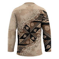 Bula Fiji Plumeria Tagimoucia Salusalu Beige Hockey Jersey Kaiviti Masi - Polynesian Pride